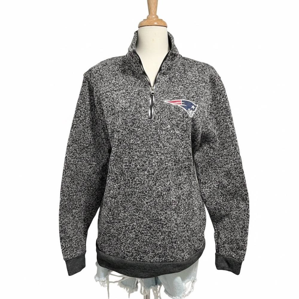 NFL Heathered Black and Gray Zip-Up Sweater